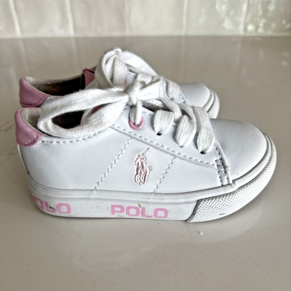 Polo Ralph Lauren Sayers Sneaker Infant Size 5 White Pink Logo Low Top Shoes